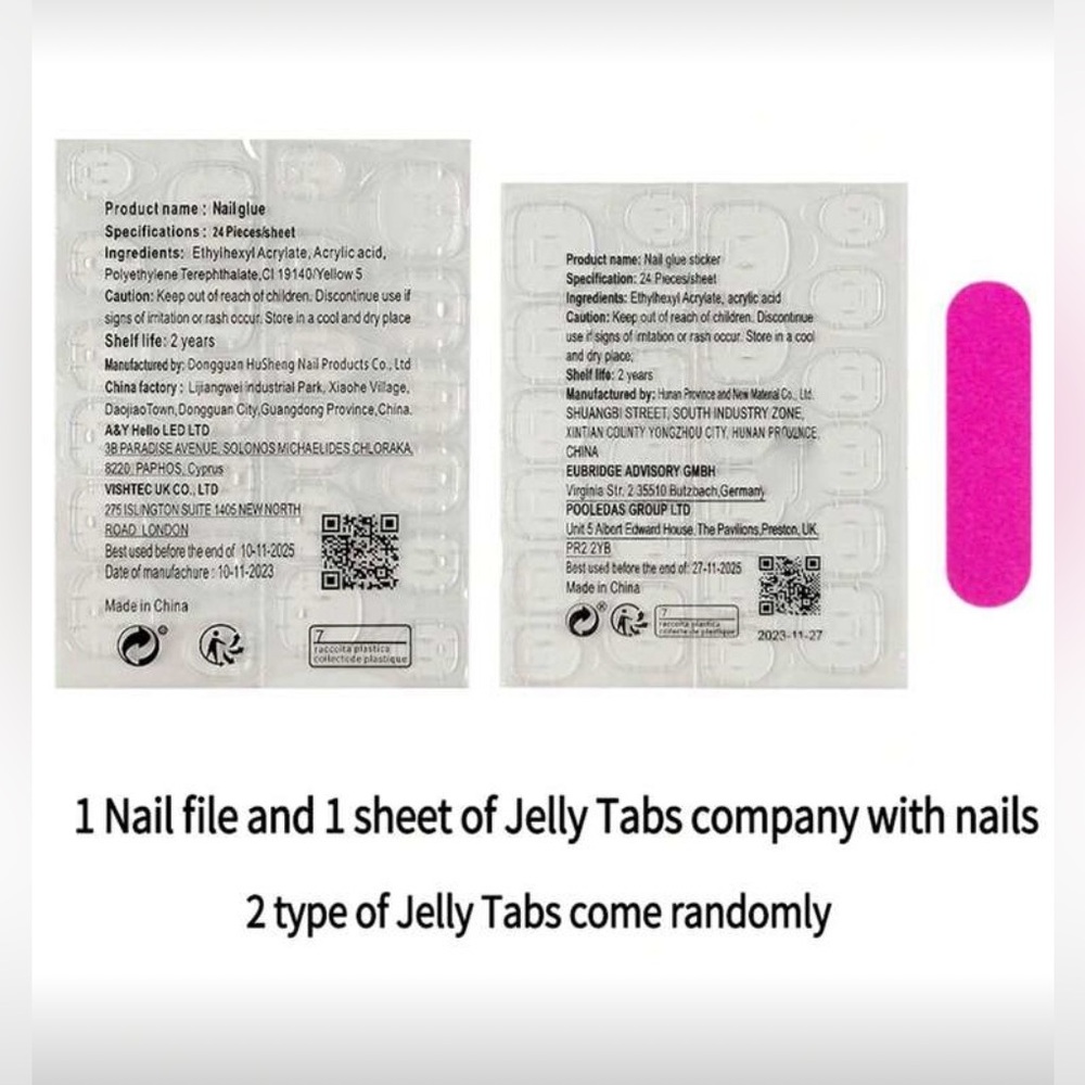 Baby Pink & Silver Glitter Short Square Nail Kit Press-On, New - Picture 6 of 8